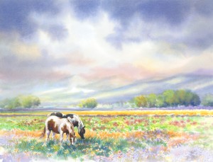 Grazing in a Spring Meadow